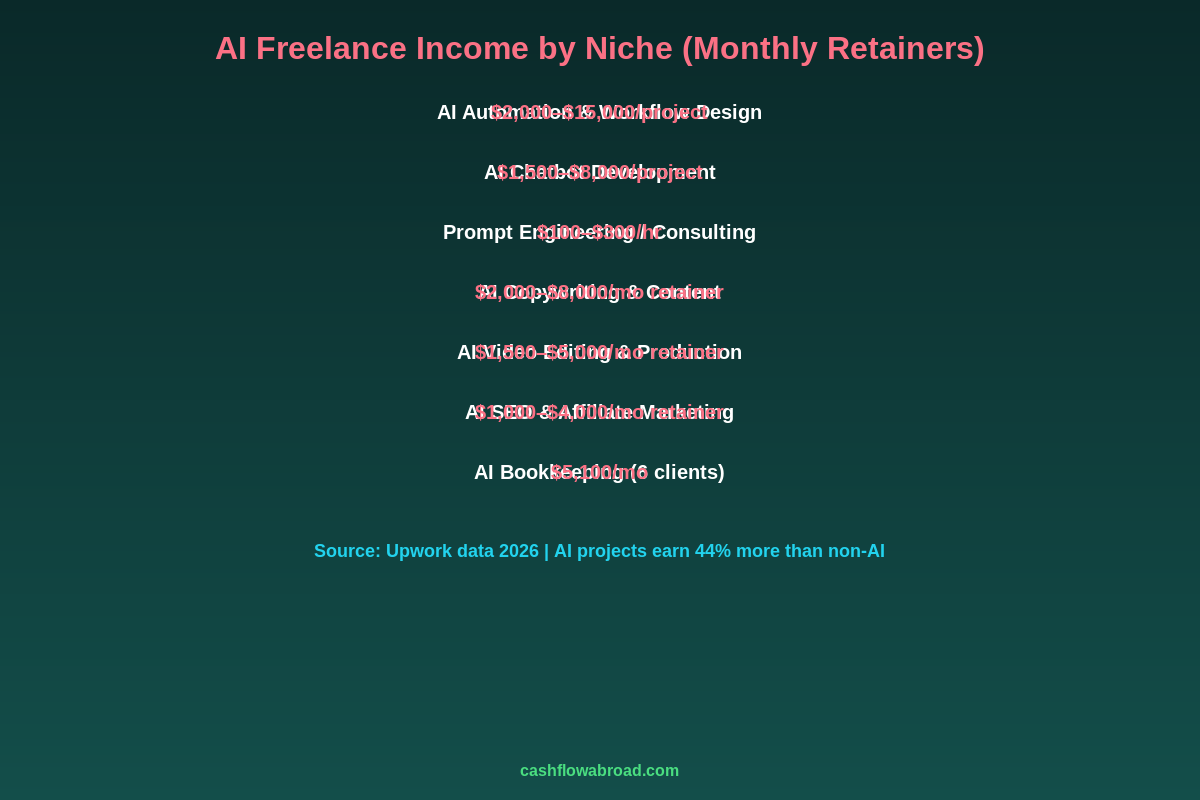 AI freelance income by niche monthly earnings comparison chart