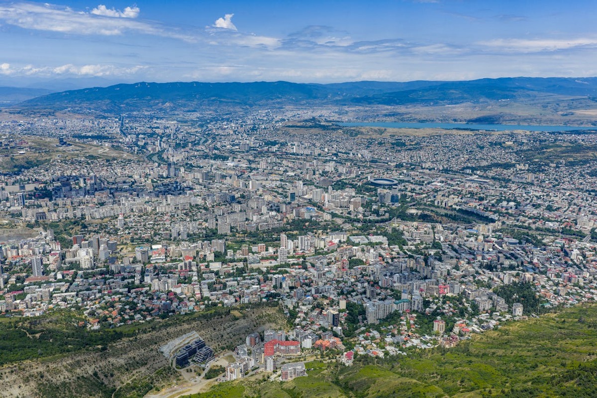 Aerial view of Tbilisi cityscape — a growing hub for expats and digital nomads