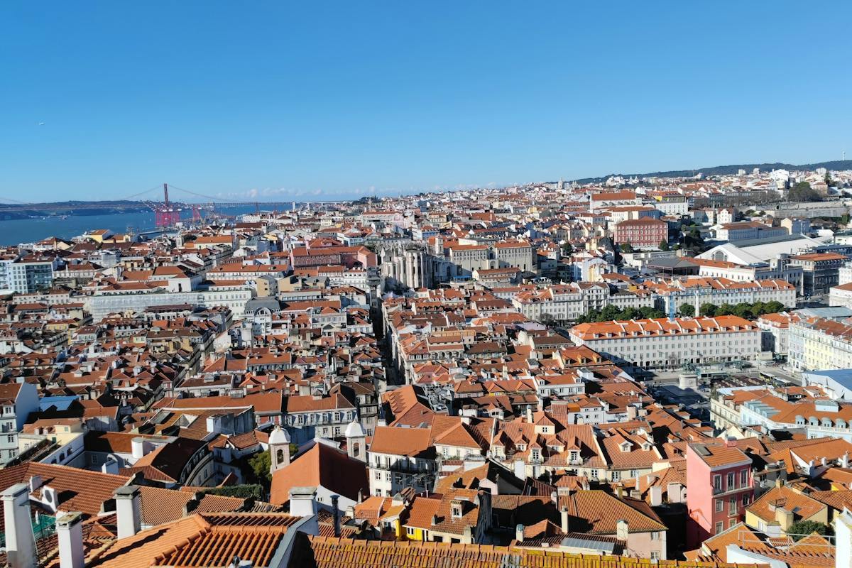 Lisbon Portugal red rooftop cityscape
