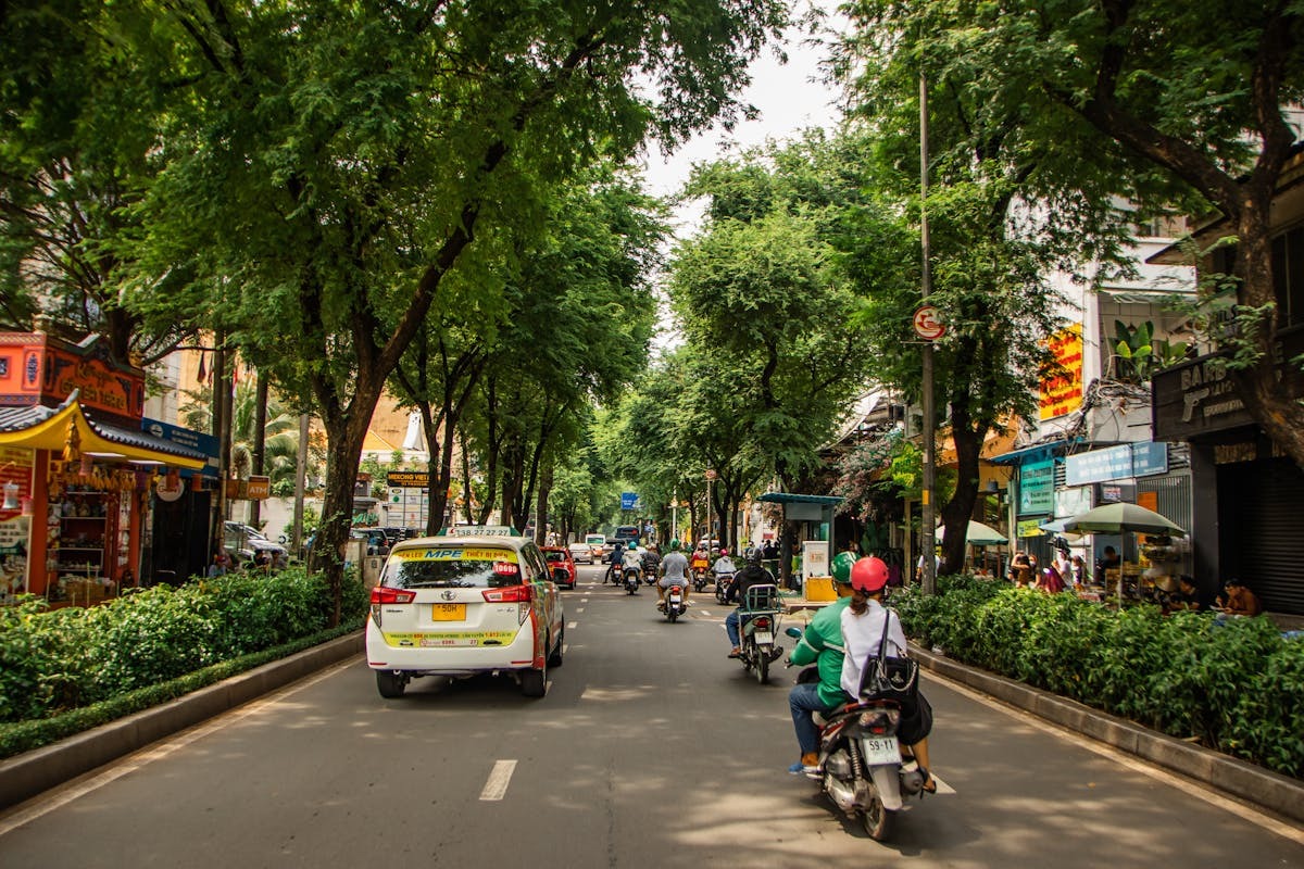 Bustling street scene in Ho Chi Minh City Vietnam