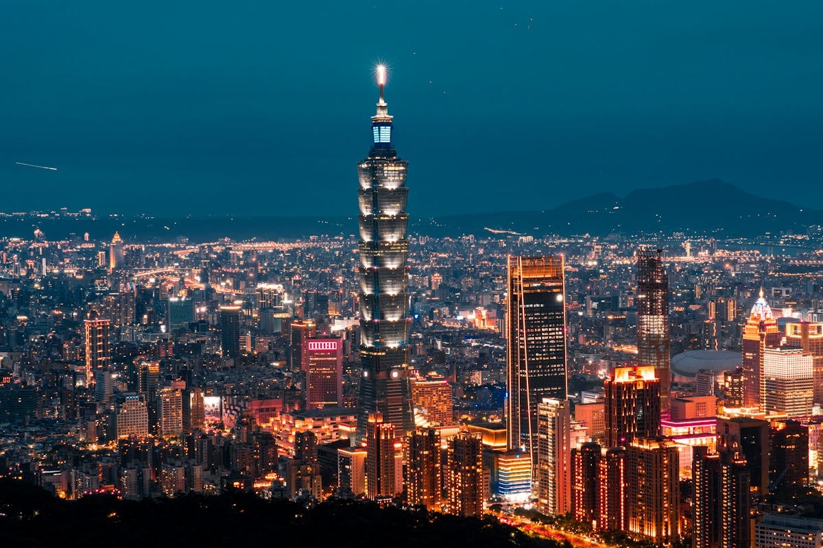 Panoramic view of Taipei city Taiwan at night