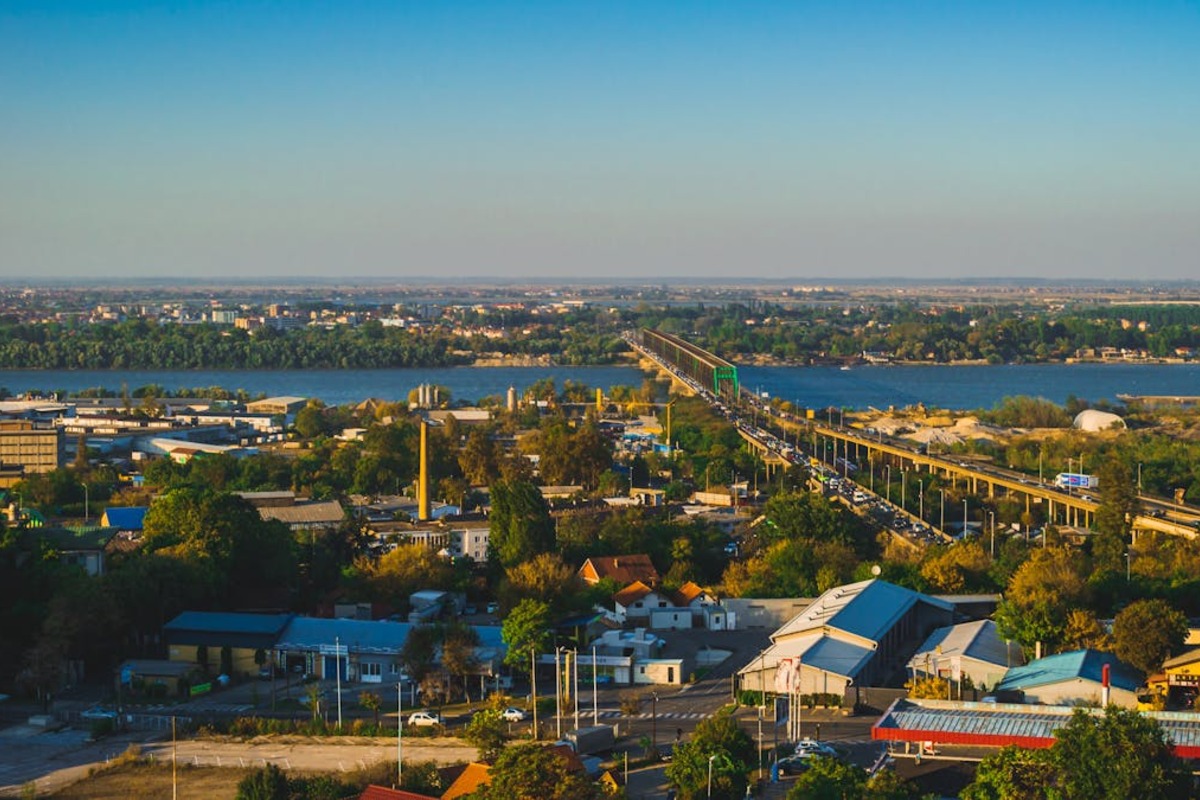 Belgrade Serbia with Danube River authentic photograph