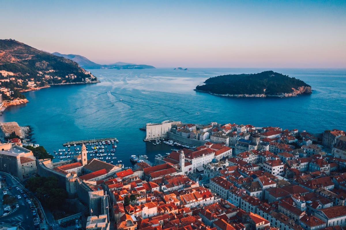 Aerial view of Croatia's Adriatic coastline and islands
